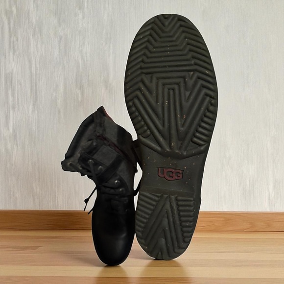 UGG Black Leather Lace-Up Boots - Picture 3 of 3